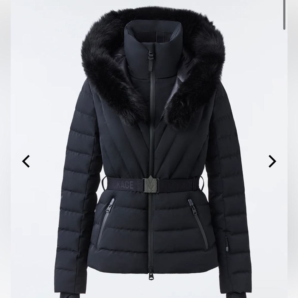 ELITA Down ski jacket with removable blue fox fur trim - Size S